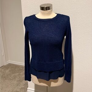 Navy Blue Sparkly Sweater Blouse
